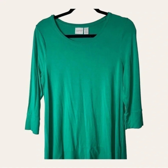 Women’s ZENERGY BY‎ CHICO’S KELLY GREEN TOP SIZE MEDIUM - Picture 3 of 8